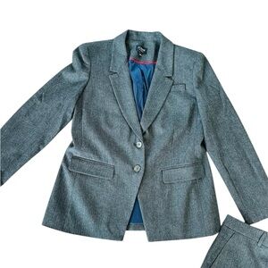 J Crew Collection Grey Herringbone Suite With Metallic Silver Thin Stipes